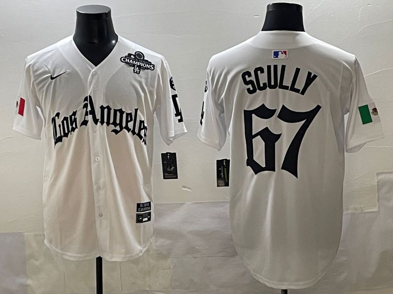 Men 2025 Los Angeles Dodgers #67 Scully White Five generations Joint Name Nike MLB Jersey style 36->los angeles dodgers->MLB Jersey